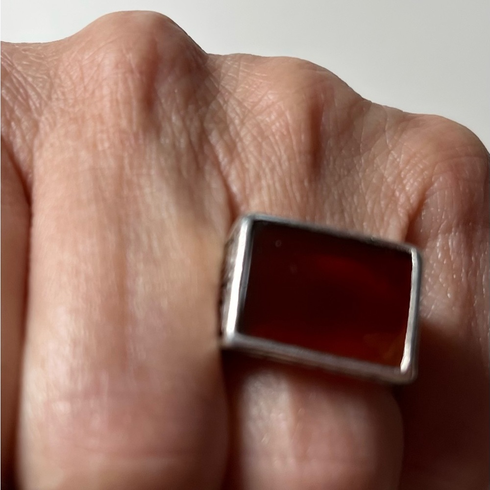 Unisex antique Carnelian & silver ring